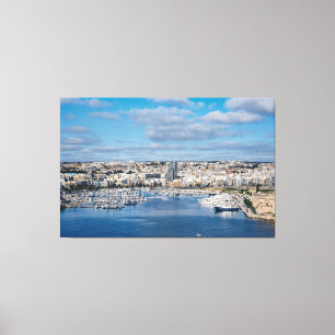 Sliema harbour with modern buildings and boats canvas print