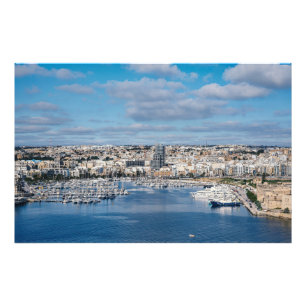 Sliema harbour with modern buildings and boats photo print