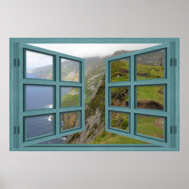 Slieve League Cliffs 6 Pane Open Window Poster (Front)