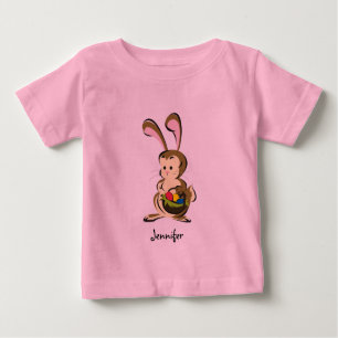 Slightly bemused Easter Bunny and basket of eggs Baby T-Shirt