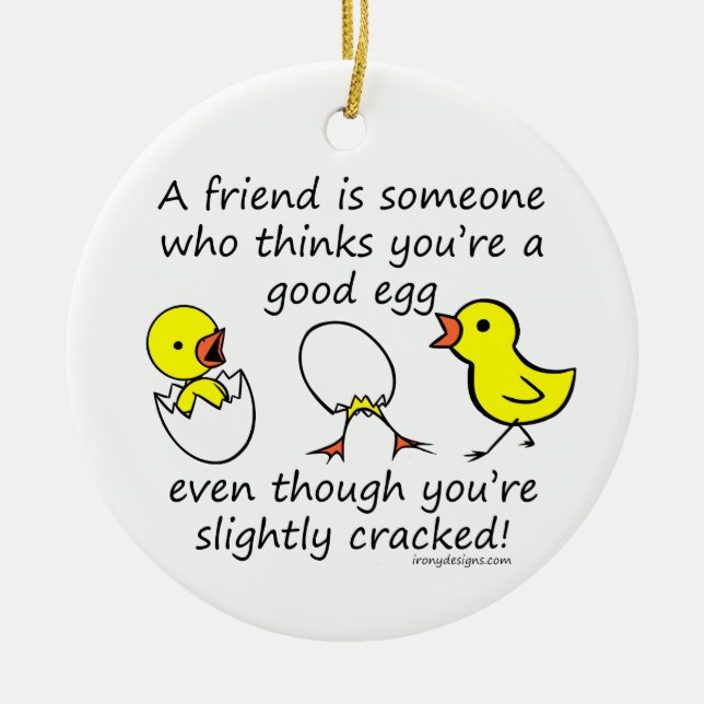 Slightly Cracked Funny Best Friend Saying Ceramic Tree Decoration (Front)