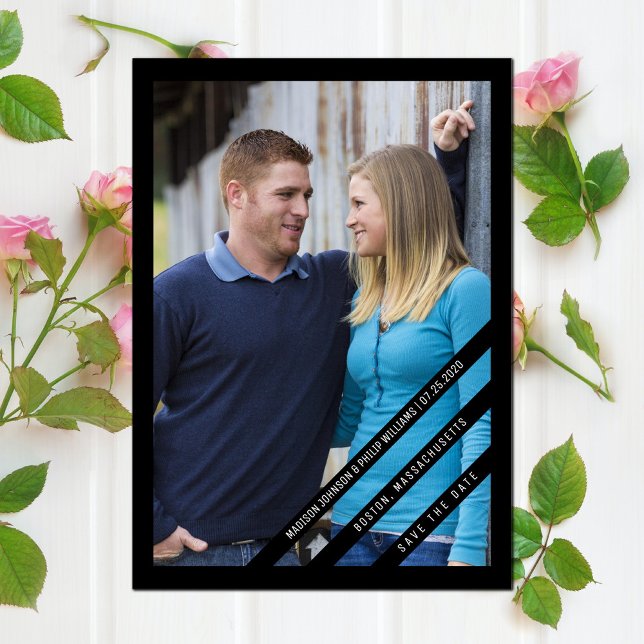 Slightly Slanted Photo Save the Date | Black (Slightly Slanted Photo Save the Date - Black)