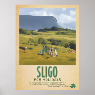 Sligo Ireland, Retro Irish Travel Advert Poster