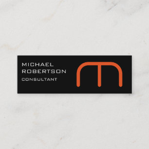Slim Black Orange Monogram Plain Business Card