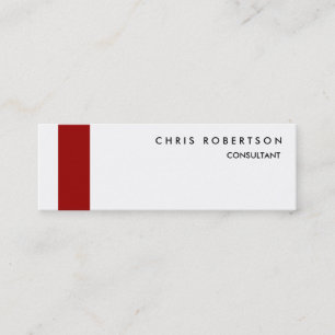Slim Black White Red Stripe Chic Business Card