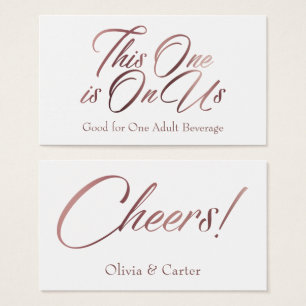 Slim, Bold, Elegant Rose Gold Script Drink Tickets