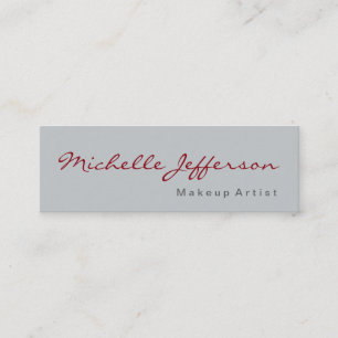 Slim Calligraphy Grey Makeup Artist Business Card