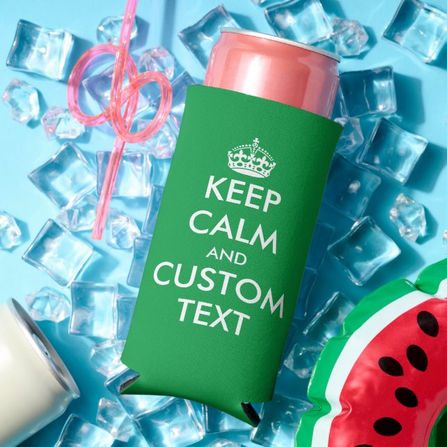 Slim can coolers with custom keep calm quote (In Situ Summer)