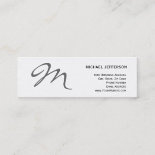 Slim Chic Unique Monogram White Business Card