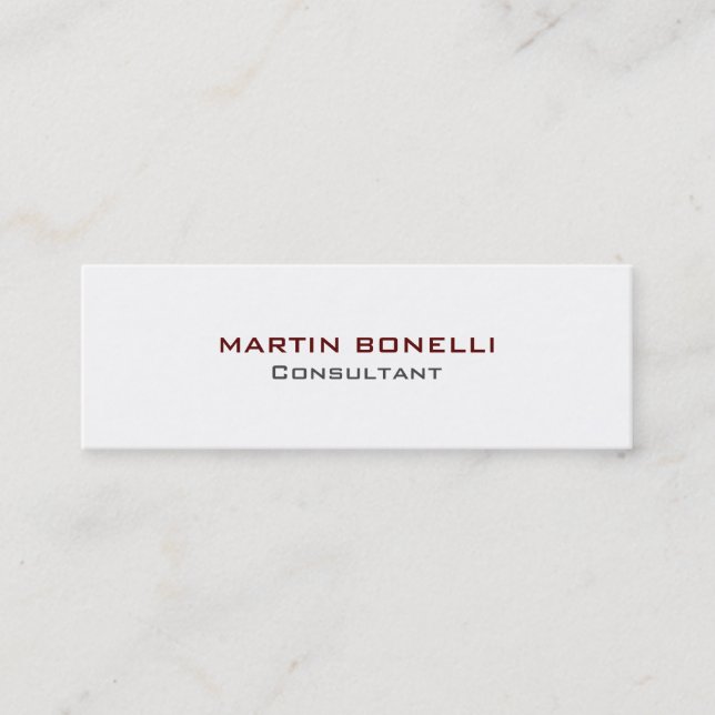 Slim Clean Black White Red Standard Business Card (Front)