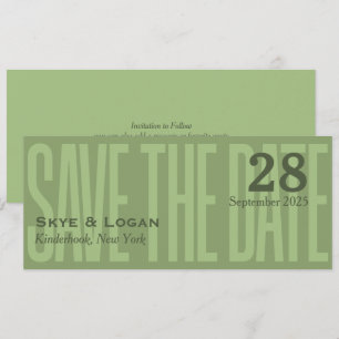 Slim Elegant Typography Green Save The Date