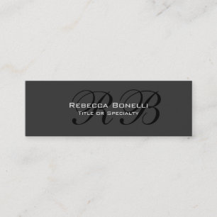 Slim Grey Black Calligraphy Monogram Business Card