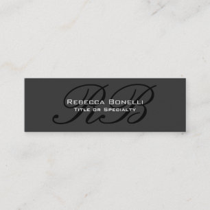 Slim Grey Black White Monogram Business Card