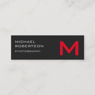 Slim Grey Monogram Photographer Business Card
