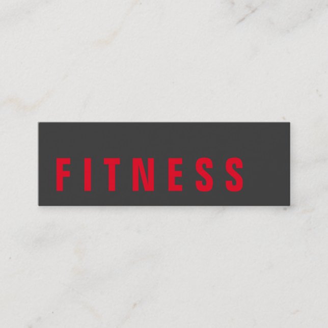 Slim Grey Red Unique Personal Trainer Mini Business Card (Front)