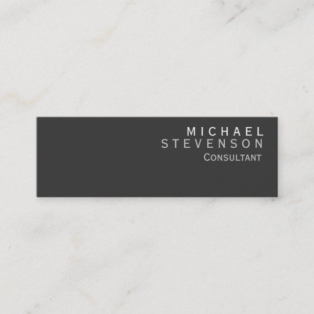 Slim Grey Simple Plain Consultant Business Card (Front)