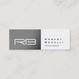 Slim Grey White Monogram Manager Business Card