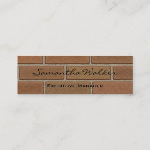 Slim Handwriting Modern Trend Wall Bricks Brown Mini Business Card