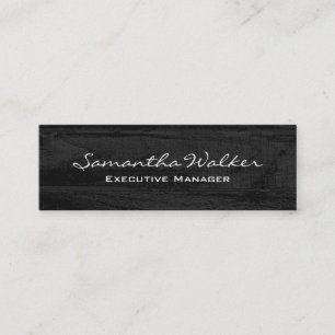Slim Handwriting Modern Trendy Grey Wood Mini Business Card