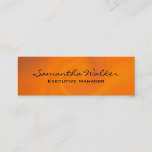 Slim Handwriting Modern Trendy Orange Background Mini Business Card