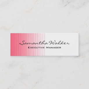 Slim Handwriting Modern Trendy Pink White Mini Business Card