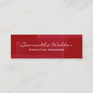 Slim Handwriting Modern Trendy Red Abstract Mini Business Card