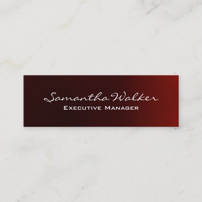 Slim Handwriting Modern Trendy Reddish Brown Mini Business Card (Front)