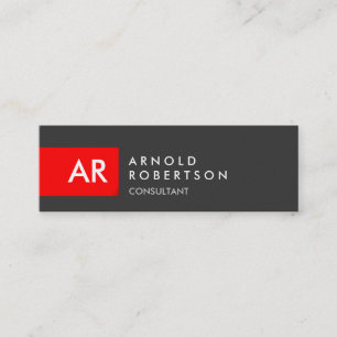 Slim Monogram Grey Red Stripe Business Card