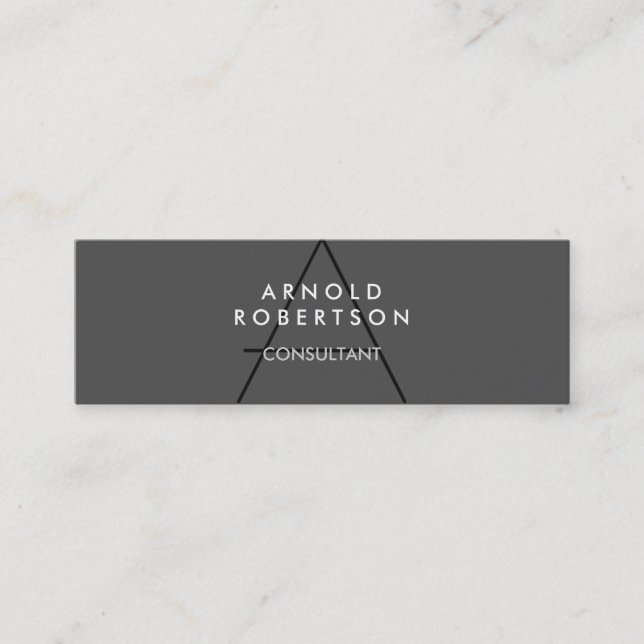 Slim Monogram Plain Grey Trendy Business Card (Front)