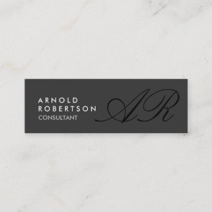 Slim Monogram Plain Grey Trendy Business Card