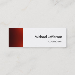 Slim Plain Red White Professional Business Card
