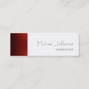 Slim Plain Red White Professional Business Card