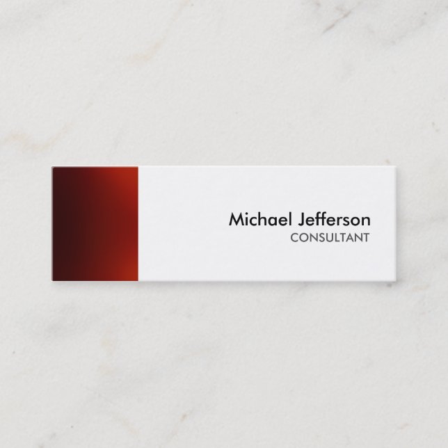 Slim Plain Red White Professional Business Card (Front)
