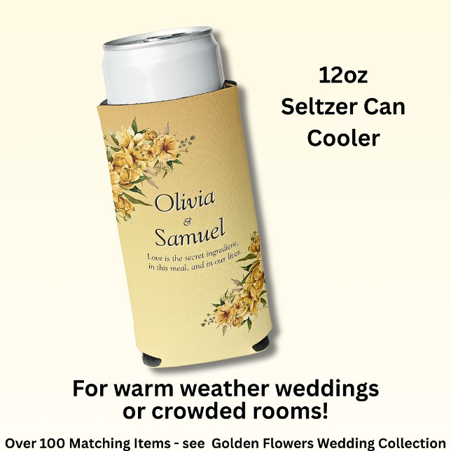 Slim Seltzer Can Cooler  Golden Yellow Flowers   (Creator Uploaded)
