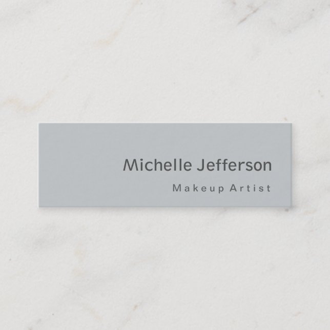 Slim Skinny Size Grey Makeup Artist Business Card (Front)