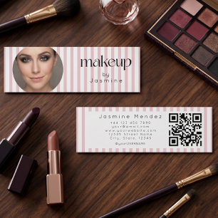 Slim Stripes Beauty Professional MUA Photo Qr Mini Business Card