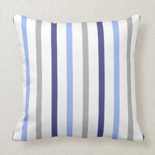 Slim Stripes White Gray & Blues Cushion