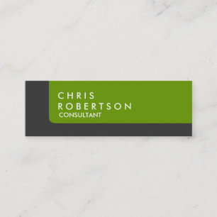 Slim Stylish Grey Green Striped Business Card