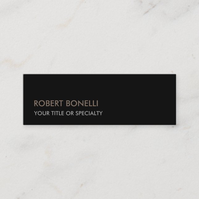 Slim Unique Modern Black Stylish Mini Business Card (Front)