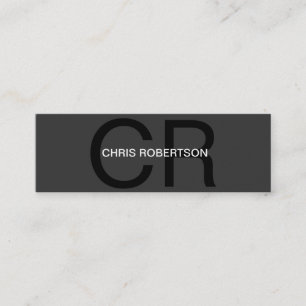 Slim Unique Monogram Grey Black Out Business Card