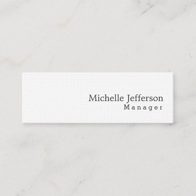 Slim Unique Stylish Linen Elegant Simple Mini Business Card (Front)