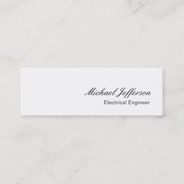 Slim White Electrical Engineer Business Card (Front)