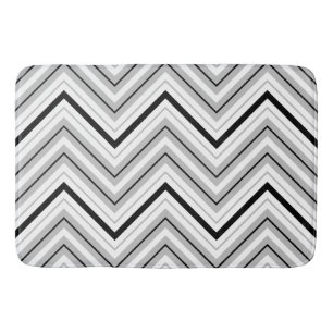 Slim Zigzag Pattern Black, Grey & White Bath Mat