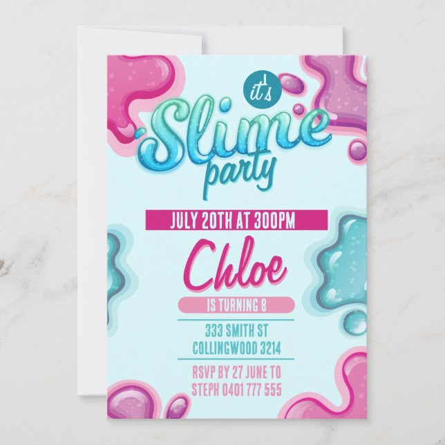 Slime Birthday Invitation  (Front)