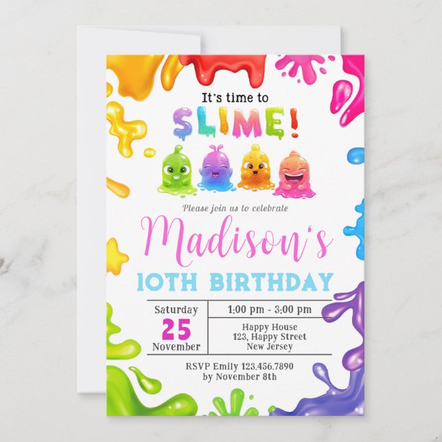 Slime Birthday Invitation (Front)