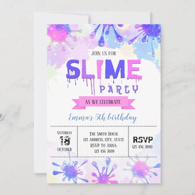 Slime birthday invitation (Front)