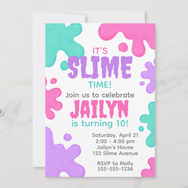 Slime Birthday Invitation (Front)