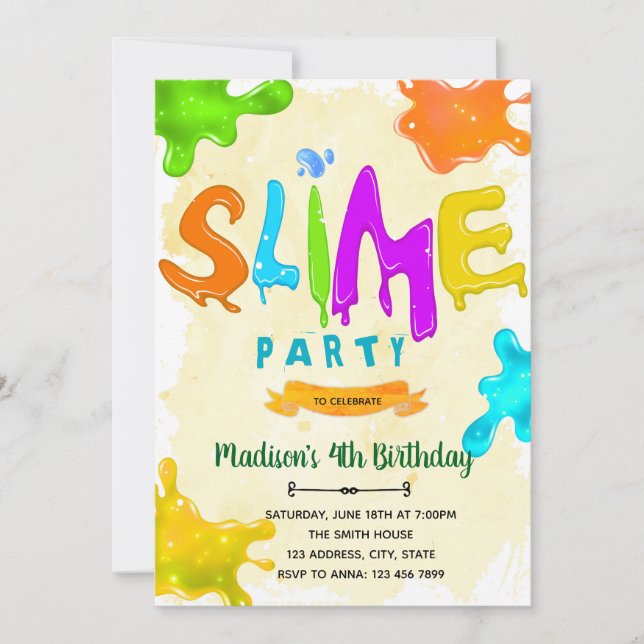 Slime birthday invitation (Front)