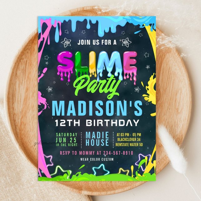 Slime Birthday Party Editable Invitation (Slime Birthday Party Editable Invitation)