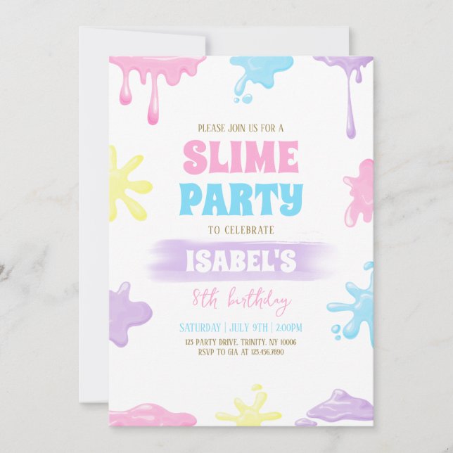 Slime Birthday Party Invitation (Front)